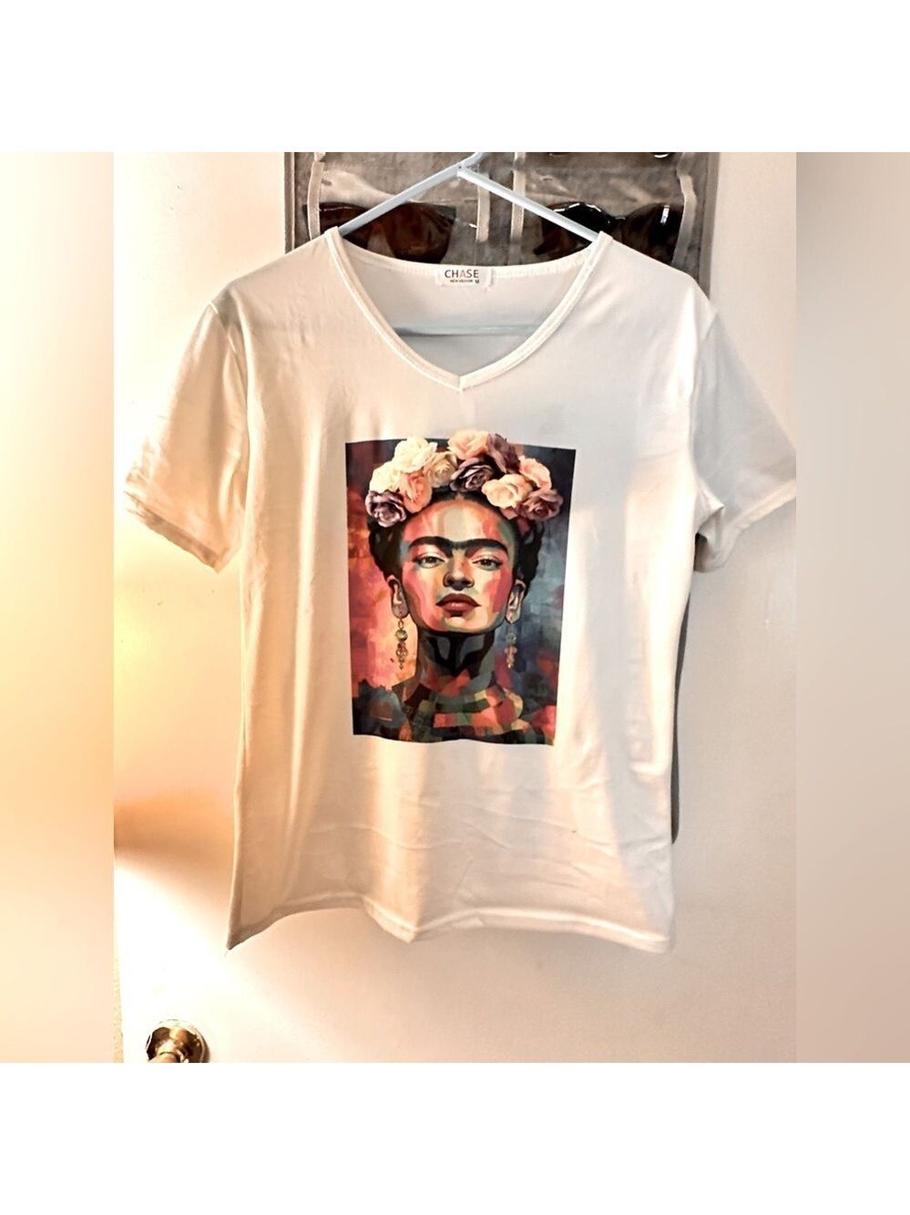 Frida Kahlo tshirt with 3D Floral Accents